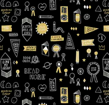 Load image into Gallery viewer, Figo - Book Club - Black - 1/2 YARD CUT