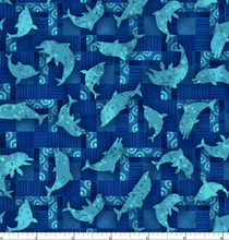 Load image into Gallery viewer, blooming ocean dolphin fabric