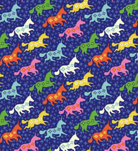 Load image into Gallery viewer, royal galloping unicorns purple clothworks stars