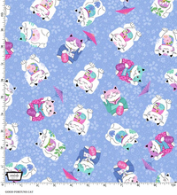 Load image into Gallery viewer, Michael Miller - Good Fortune Cat - Blue - 1/2 YARD CUT - Dreaming of the Sea Fabrics