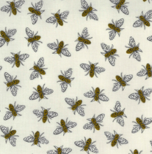Load image into Gallery viewer, dove grey gray light bumblebees yellow stripe bee grateful moda fabrics