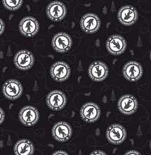 Load image into Gallery viewer, Riley Blake - Sasquatch - Social Distancing - Black - 1/2 YARD CUT - Dreaming of the Sea Fabrics