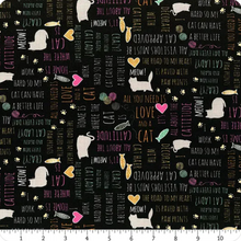 Load image into Gallery viewer, Wilmington - Purrfect Partners - Black Word Toss - 1/2 YARD CUT