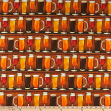 Load image into Gallery viewer, celebration beers on a shelf Robert Kaufman drink guy men stuff wooden beverage Robert Kaufman fabric