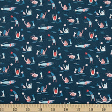 Load image into Gallery viewer, ahoy mermaids ocean bootylicious navy blue eclipse small scale dear Stella fabric