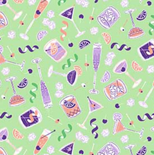 Load image into Gallery viewer, Figo - Clink! - Glasses - Green - 1/2 YARD CUT - Dreaming of the Sea Fabrics