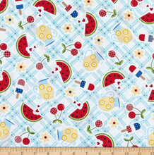 Load image into Gallery viewer, Kimberbell - Red, White & Bloom - Picnic Table Aqua - 1/2 YARD CUT
