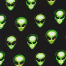 Load image into Gallery viewer, neon green alien fabric onyx digitally printed fabric black