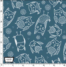 Load image into Gallery viewer, Michael Miller - Light Up My World - Owls Aglow Blue - GLOW IN THE DARK - 1/2 YARD CUT