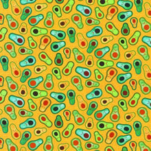 Load image into Gallery viewer, avocados yellow papaya chili smiles Robert Kaufman green yellow orange fabric chili smiles