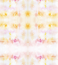 Load image into Gallery viewer, yellow pink white watercolor wet on wet sunset stripe summer lovin dear Stella fabric