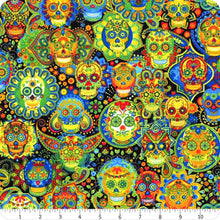 Load image into Gallery viewer, Timeless Treasures - Bright Sugar Skulls - 1/2 YARD CUT