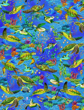 Load image into Gallery viewer, Timeless Treasures - Aquarium - Colorful Sea Turtles - 1/2 YARD CUT