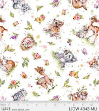 Load image into Gallery viewer, owls deer bambi panda bear llama hedgehog cat little darlings multi tossed animals p & b textiles