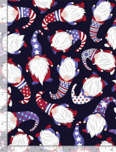 Load image into Gallery viewer, Timeless Treasures - Navy Gnome of the Free & the Brave - 1/2 YARD CUT