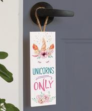 Load image into Gallery viewer, Unicorns Only Wood Door Hanger