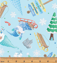 Load image into Gallery viewer, Kanvas - Gnome Wonderland - Winter Time Gnomes Sky Blue - 1/2 YARD CUT