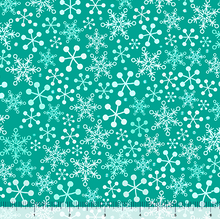 Load image into Gallery viewer, QT Fabrics - Gnome for the Holidays - Snowflakes- Turquoise - 1/2 YARD CUT
