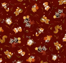 Load image into Gallery viewer, P&amp;B Textiles - Fall Friends - Tossed Forest Friends Brown - 1/2 YARD CUT

