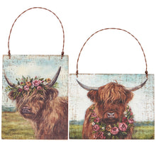 Load image into Gallery viewer, Floral Highland Cow Hanging Decor
