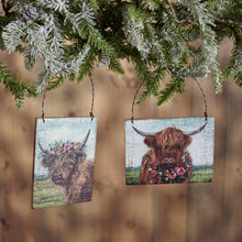 Load image into Gallery viewer, Floral Highland Cow Hanging Decor
