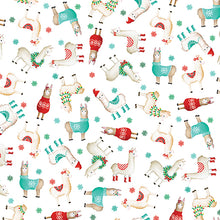 Load image into Gallery viewer, Benartex - Happy Llamadays - Little Llamas White - 1/2 YARD CUT
