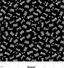 Load image into Gallery viewer, Benartex - Black &amp; Boo - Say Boo - Black - 1/2 YARD CUT
