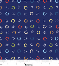 Load image into Gallery viewer, Benartex - Lil' Buckaroos - Lil' Horseshoes - Navy - 1/2 YARD CUT
