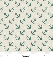Load image into Gallery viewer, Benartex - Burlap Coastal - Anchors - Parchment - 1/2 YARD CUT
