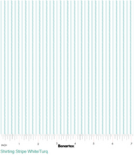 Load image into Gallery viewer, Benartex - Simply Blessed - Shirting Stripe - White and Turquoise - 1/2 YARD CUT
