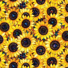Load image into Gallery viewer, Camelot - Sonny in the Sunflowers - Stained Glass Sunflowers - Yellow - 1/2 YARD CUT
