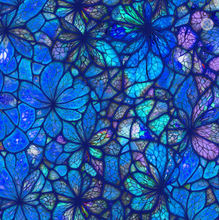 Load image into Gallery viewer, Camelot - Sonny in the Sunflowers - Stained Glass Petals - Blue - 1/2 YARD CUT
