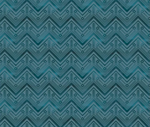 Load image into Gallery viewer, Camelot - Twilight Pack - Forest Geo Chevron - Blue - 1/2 YARD CUT
