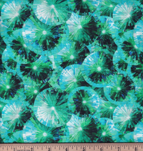 Load image into Gallery viewer, Camelot - Kaleidoscope - Stained Glass Umbrellas - Aqua - 1/2 YARD CUT
