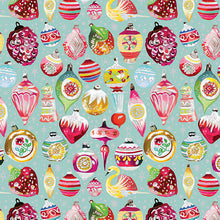 Load image into Gallery viewer, Benartex - Magical Season - Vintage Ornaments - Turquoise - 1/2 YARD CUT

