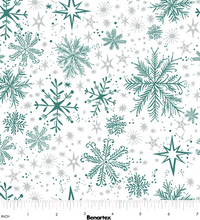 Load image into Gallery viewer, Benartex - Magical Season - Snow Frost - White/Teal - 1/2 YARD CUT
