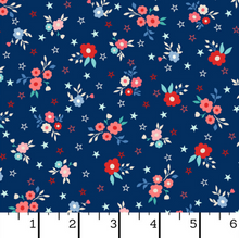 Load image into Gallery viewer, Kimberbell - Star-Spangled Beauty - Navy Bouquets - 1/2 YARD CUT
