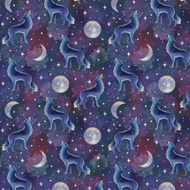 Camelot - Celeste - Lunar Wolves - Navy - 1/2 YARD CUT
