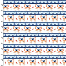 Load image into Gallery viewer, 3 Wishes - Ahoy Mate - Crabby Captain Stripe - 1/2 YARD CUT
