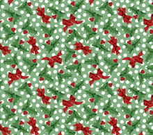 Load image into Gallery viewer, 3 Wishes - Dancing Santas - Red Ribbon Wonderland - 1/2 YARD CUT
