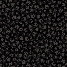 Load image into Gallery viewer, Qt Fabrics - Quilting Illusions - Black Paw Prints - 1/2 YARD CUT
