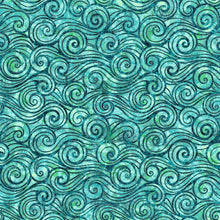Load image into Gallery viewer, QT Fabrics - Oceana - Waves Turquoise - 1/2 YARD CUT
