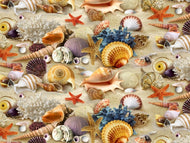 Elizabeth's Studio - Landscape Medley - Spaced Seashells - 1/2 YARD CUT