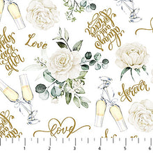 Load image into Gallery viewer, Northcott - White Wedding Words - 1/2 YARD CUT
