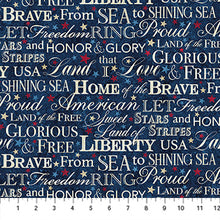 Load image into Gallery viewer, Northcott - Stonehenge Stars &amp; Stripes 14 - Words - 1/2 YARD CUT
