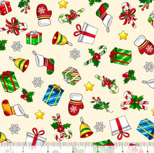 Load image into Gallery viewer, QT Fabrics - Christmas Favorites - Presents Vanilla - 1/2 YARD CUT
