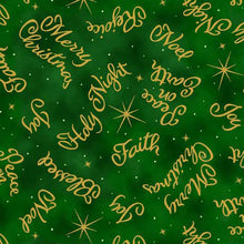 Load image into Gallery viewer, QT Fabrics - A King is Born - Words Evergreen - 1/2 YARD CUT
