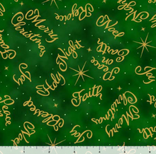 Load image into Gallery viewer, QT Fabrics - A King is Born - Words Evergreen - 1/2 YARD CUT
