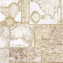 Load image into Gallery viewer, QT Fabrics - Globetrotter - Travel Maps Parchment - 1/2 YARD CUT
