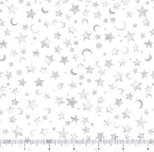 Load image into Gallery viewer, QT Fabrics - Lil' Wizards - Moon and Stars Gray - 1/2 YARD CUT
